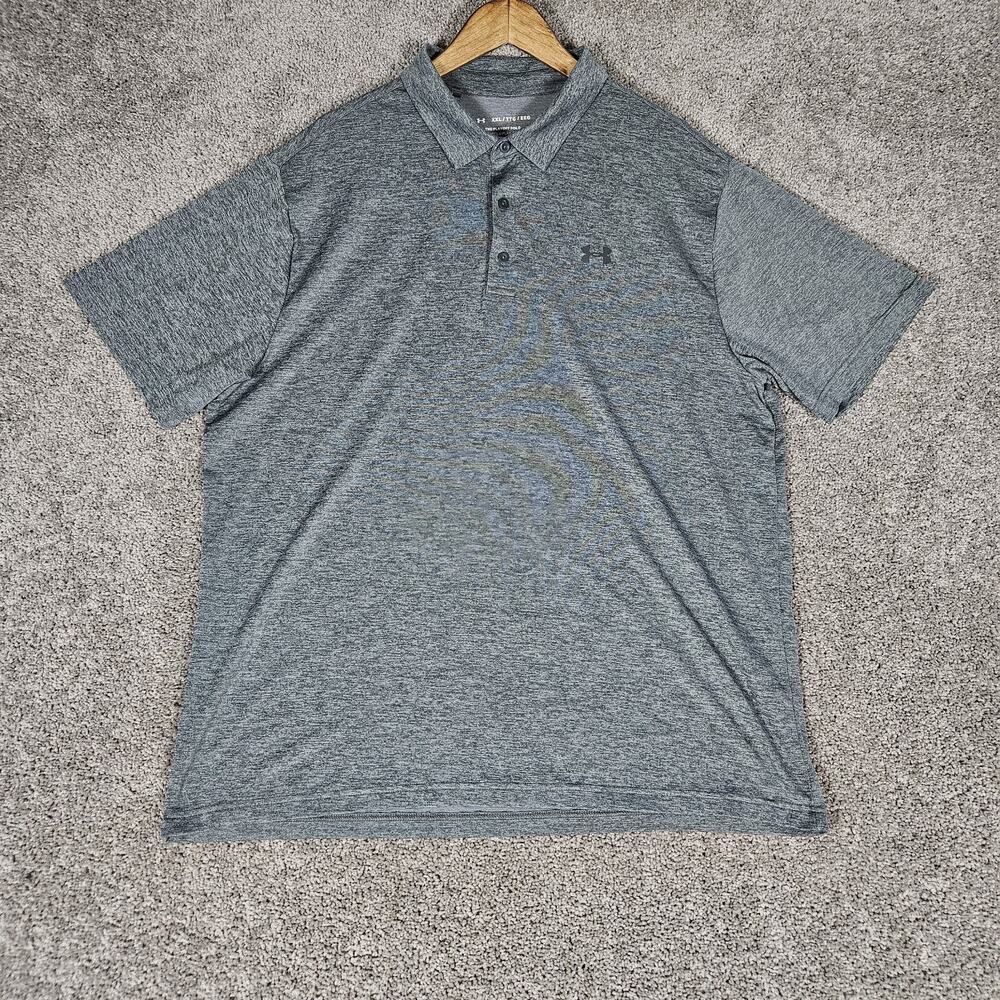Under Armour UA Playoff Polo Shirt Mens 2XL Heather Gray Stretch Preppy Loose